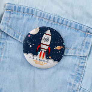 Astronaut Rocket Buitenruimte 1ste verjaardag Ronde Button 5,7 Cm