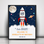 Astronaut Rocket Buitenspace 1st verjaardag Welkom Poster