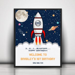 Astronaut Rocket Buitenspace 1st verjaardag Welkom Poster
