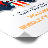 Astronaut Rocket Buitenspace 1st verjaardag Welkom Poster (Hoek)