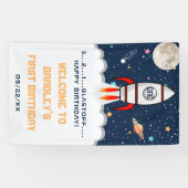 Astronaut Rocket Buitenspace 1st verjaardag Welkom Spandoek (Horizontaal)