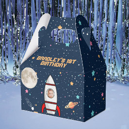 Astronaut Rocket Buitenspace 1ste verjaardag Foto Bedankdoosjes