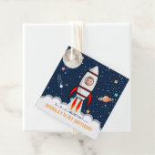 Astronaut Rocket Buitenspace 1ste verjaardag Foto Bedankjes Labels (In situ)