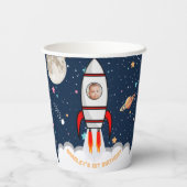 Astronaut Rocket Buitenspace 1ste verjaardag Foto Papieren Bekers (Achterkant)