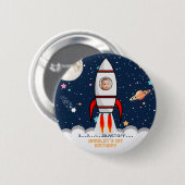 Astronaut Rocket Buitenspace 1ste verjaardag Foto Ronde Button 5,7 Cm (Voorkant /achterkant)