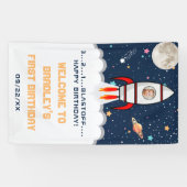 Astronaut Rocket Buitenspace 1ste verjaardag Foto Spandoek (Horizontaal)