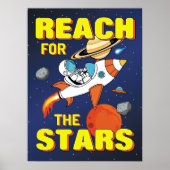 Astronaut Rocket Inspirerend Quote Buitenruimte Poster (Voorkant)