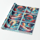 Astronaut Rocket Planets Jongens Verjaardag Kleurr Cadeaupapier (Uitgerold)