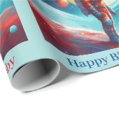 Astronaut Rocket Planets Jongens Verjaardag Kleurr Cadeaupapier (Rol Hoek)