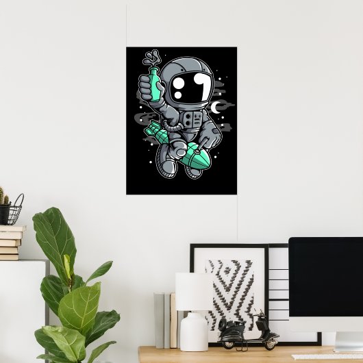 Astronaut Rocket Ride Poster (Thuiskantoor)