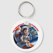 Astronaut Rocket Ship Space Adventure Sleutelhange Sleutelhanger (Voorkant)