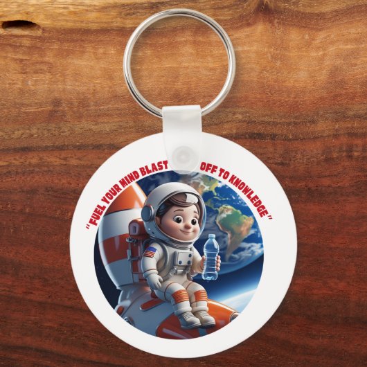 Astronaut Rocket Ship Space Adventure Sleutelhange Sleutelhanger (Voorkant)