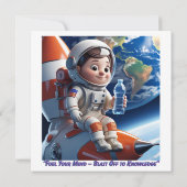 Astronaut Rocket Space Flat Kaart (Achterkant)