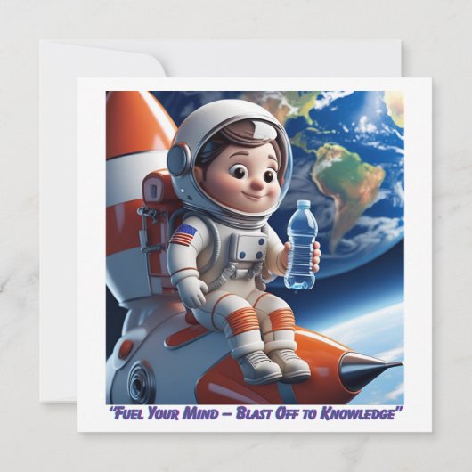 Astronaut Rocket Space Flat Kaart (Achterkant)