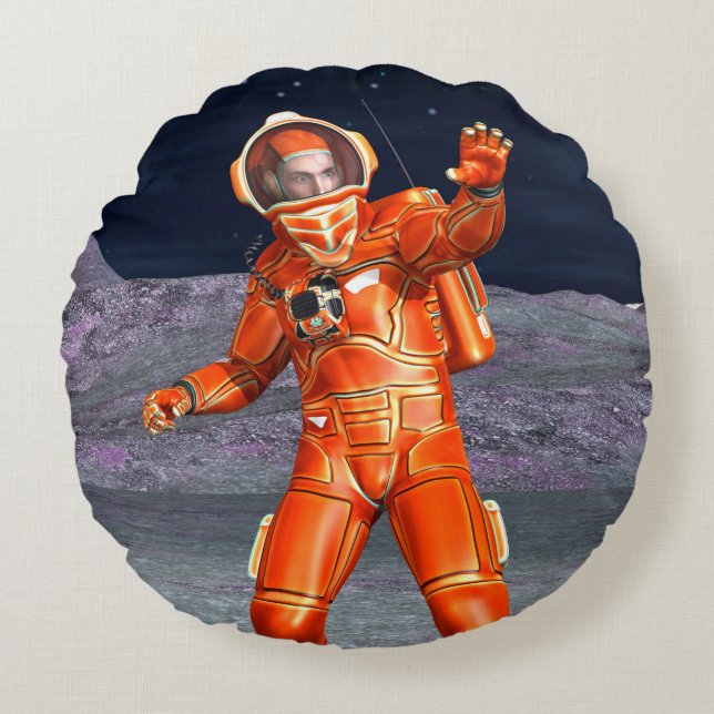Astronaut Rond Kussen (Voorkant)