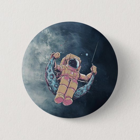 Astronaut Ronde Button 5,7 Cm (Voorkant)