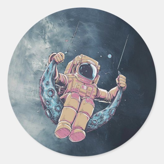 Astronaut Ronde Sticker (Voorkant)