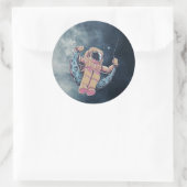 Astronaut Ronde Sticker (Tas)
