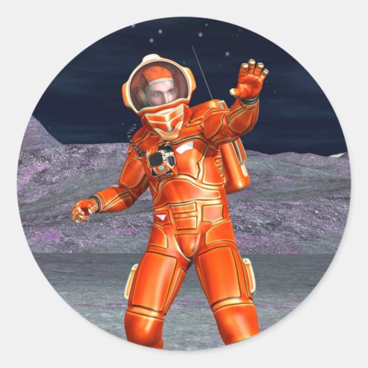 Astronaut Ronde Sticker (Voorkant)