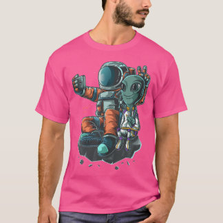Astronaut Roswell Alien Slefie Grappig Graphic T-shirt
