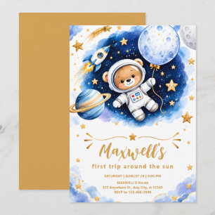 Astronaut Ruimte 1e Verjaardagsuitnodiging Kaart