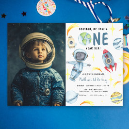 Astronaut Ruimte Eerste Verjaardagsuitnodiging Kaart