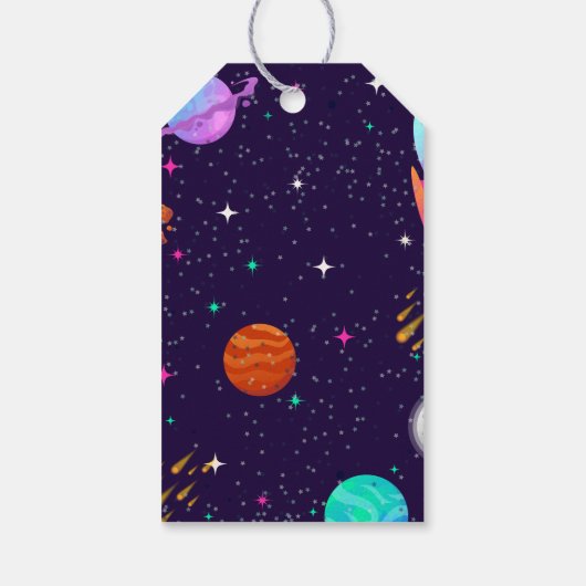 Astronaut ruimte jongen planeet dank u verjaardag cadeaulabel (Achterkant)