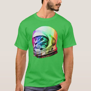 Astronaut Ruimte Kat digitale regenboog versie gra T-shirt