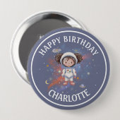 Astronaut Ruimte Meisje Verjaardag Ronde Button 4,0 Cm (Voorkant /achterkant)