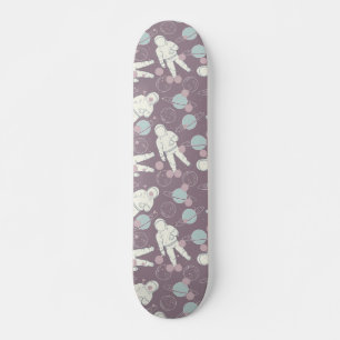 Astronaut Ruimte Planeten Paarse Blauwe Patroon Persoonlijk Skateboard