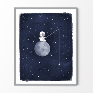 Astronaut ruimte thema kinderkamer print