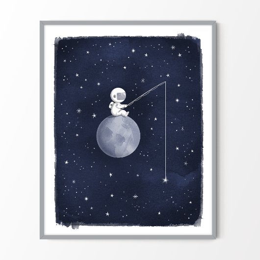 Astronaut ruimte thema kinderkamer print