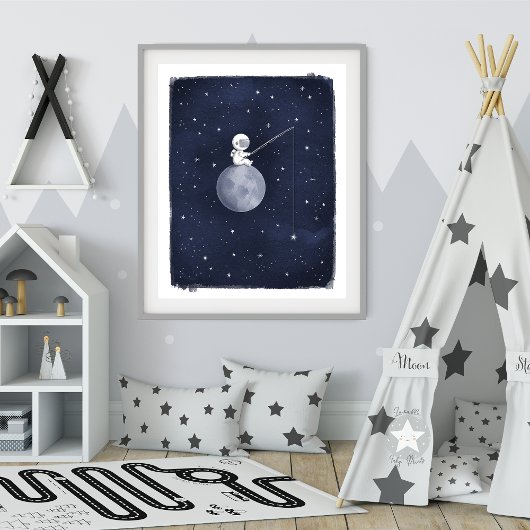 Astronaut ruimte thema kinderkamer print