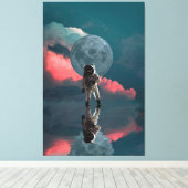 ASTRONAUT RUIMTEAFDRUKKING 3 PANEL STRETCHEERDE CA CANVAS AFDRUK (Insitu (Houten vloer))