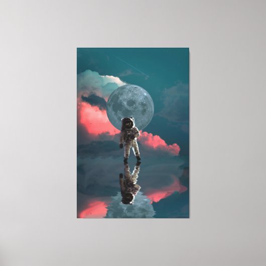 ASTRONAUT RUIMTEAFDRUKKING 3 PANEL STRETCHEERDE CA CANVAS AFDRUK (Voorkant)