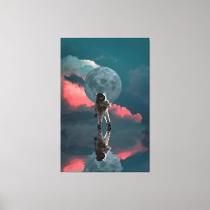 ASTRONAUT RUIMTEAFDRUKKING 3 PANEL STRETCHEERDE CA CANVAS AFDRUK
