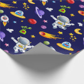 Astronaut Ruimtealiens Inpakpapier (Hoek)