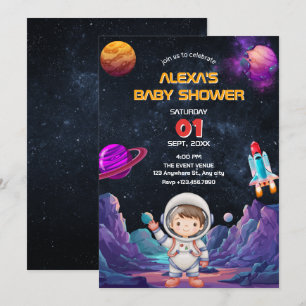 Astronaut ruimtefoto baby shower kaart