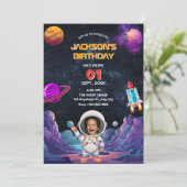 Astronaut ruimtefoto verjaardag kaart (Staand voorkant)