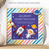 Astronaut Ruimteraket Geboorte Stats voor Baby Mei Poster