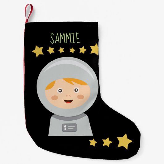 Astronaut - ruimtevaarder sterren in de ruimte kleine kerstsok (Voorkant)