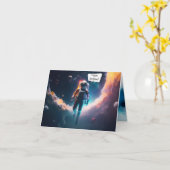 Astronaut Ruimtevaarder Verjaardagskaart om in te  Kaart (Gele Bloem)