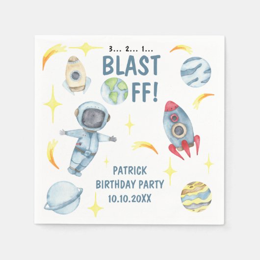 Astronaut Ruimtevaart Verjaardagsfeestje Servet (Voorkant)