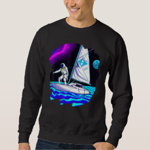 Astronaut Sailon Boat in Space Ocean Lake Cool Trui