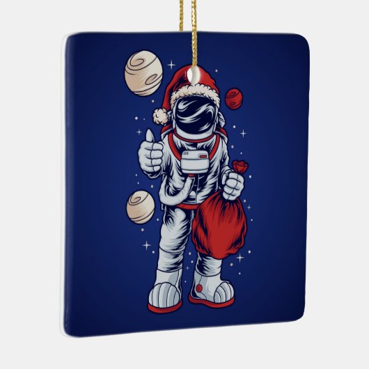 Astronaut Santa in Space Ceramic Ornament (Rechts)