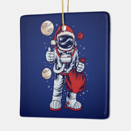Astronaut Santa in Space Ceramic Ornament (Links)