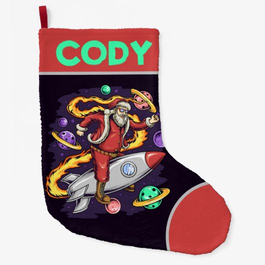 Astronaut Santa in Space Grote Kerstsok (Voorkant)