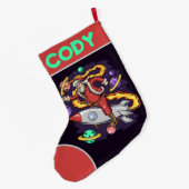 Astronaut Santa in Space Grote Kerstsok (Achterkant (Hangend))