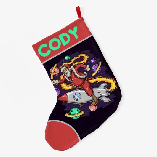 Astronaut Santa in Space Grote Kerstsok (Achterkant (Hangend))