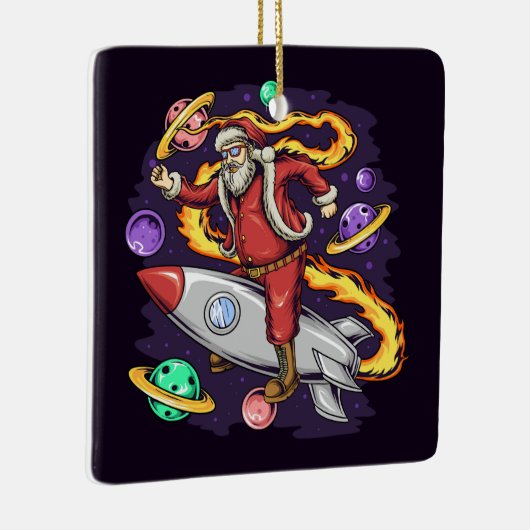 Astronaut Santa in Space Keramisch Ornament (Rechts)